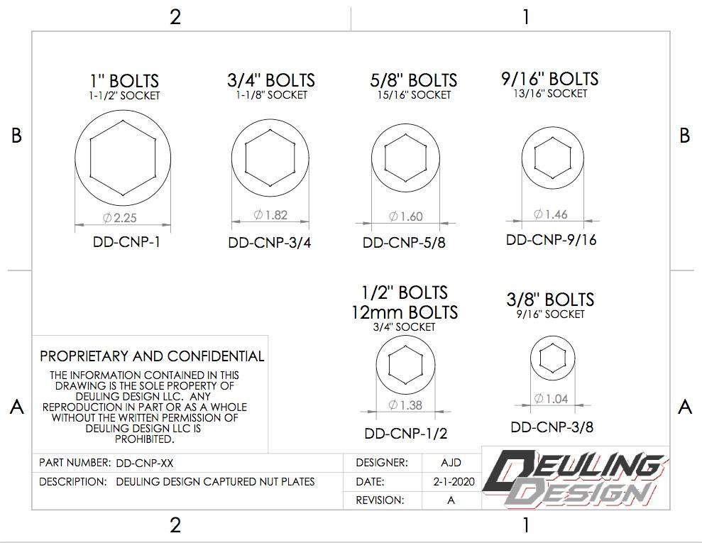 TMR Customs Deuling Design Captured Nut Plates - 8 PACK