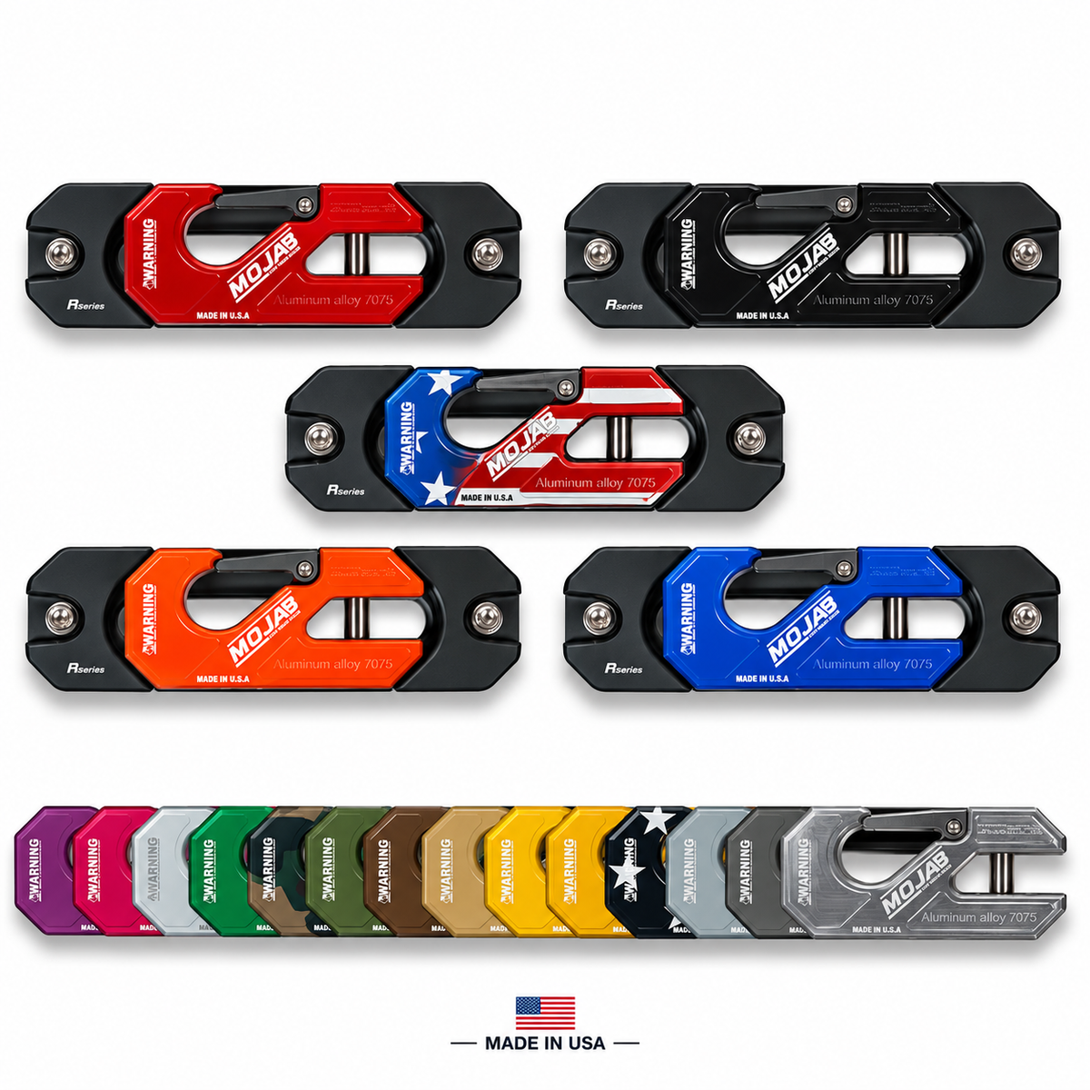 MOJAB OFFROAD aluminum recessed winch shackle with fairlead kit, featuring durable construction and secure mounting for off-road winching.