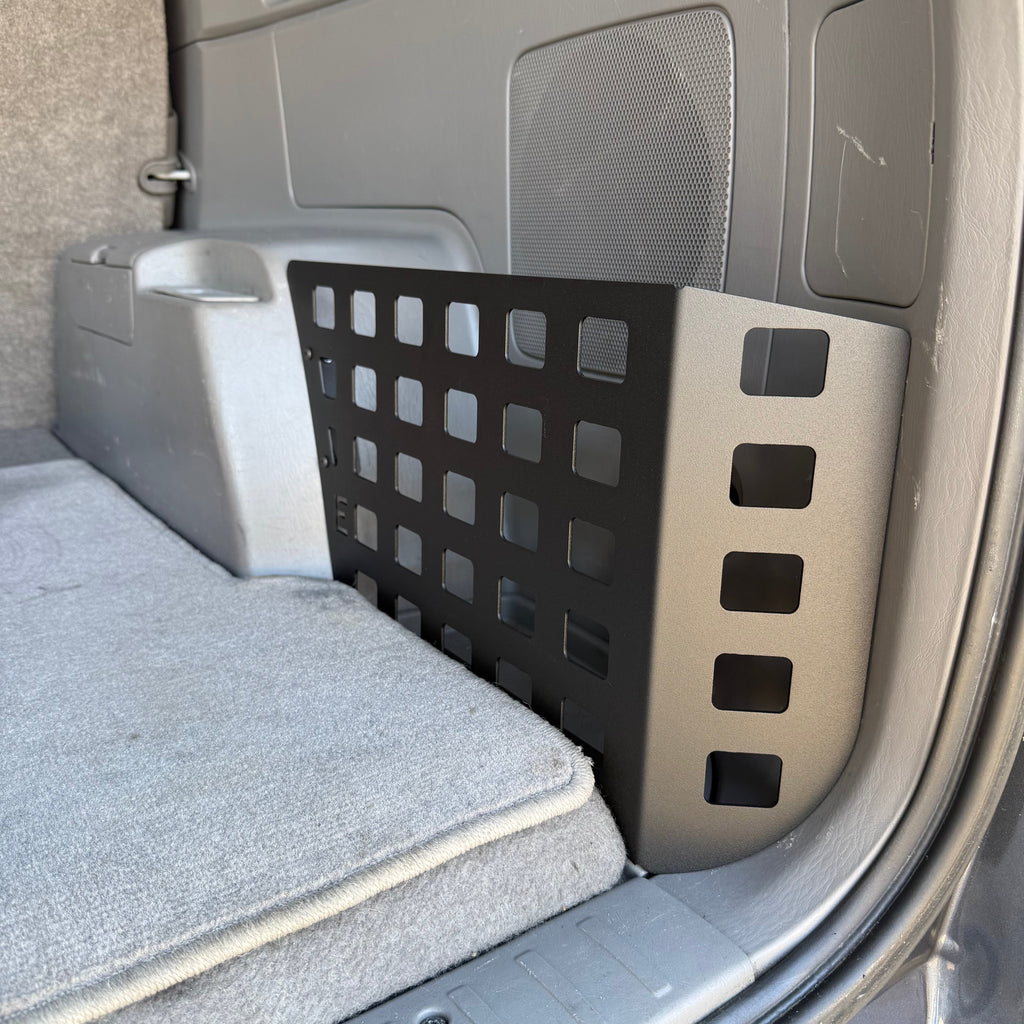 Elevate Metalcraft Molle Panel for 2003-2009 Toyota 4Runner rear storage pocket, 4th gen, with multiple attachment points.