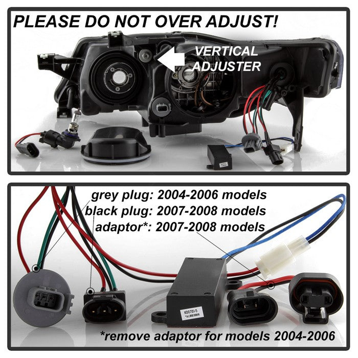 SPYDER xTune 04-08 Acura TL (Xenon/HID Models) Projector Headlights LT DRL - Black (PRO-JH-ATL04-DRL-BK) 9040474