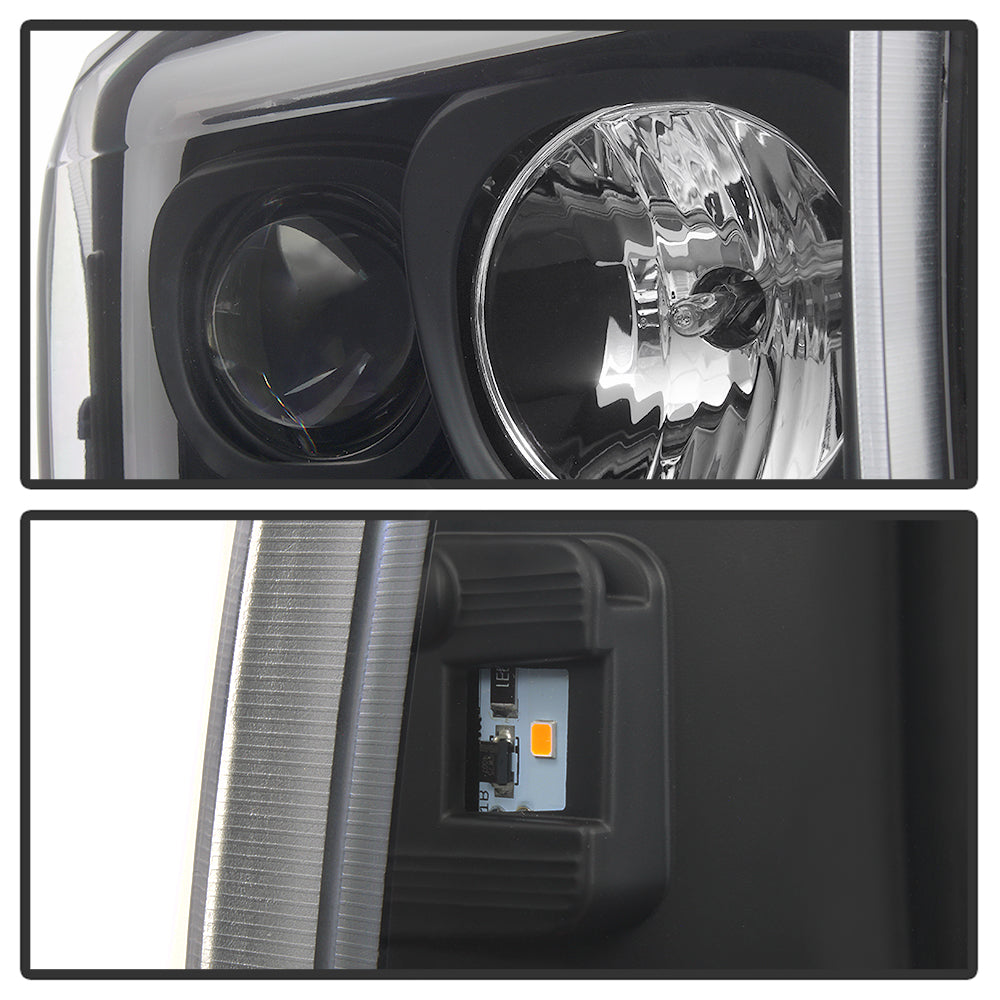 Spyder 99-04 Ford F250 Super Duty Projector Headlights - Light Bar - Black PRO-YD-FF25099V2-LB-BK 5084491