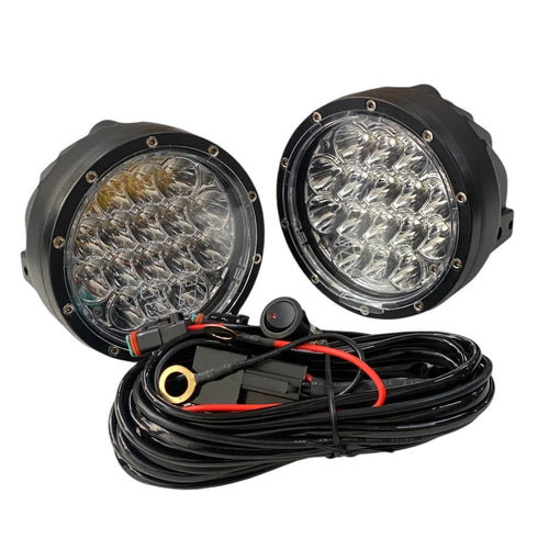 GGLighting 5-inch DayMaker LED work light bundle with harness, featuring durable housing and bright illumination for outdoor use.