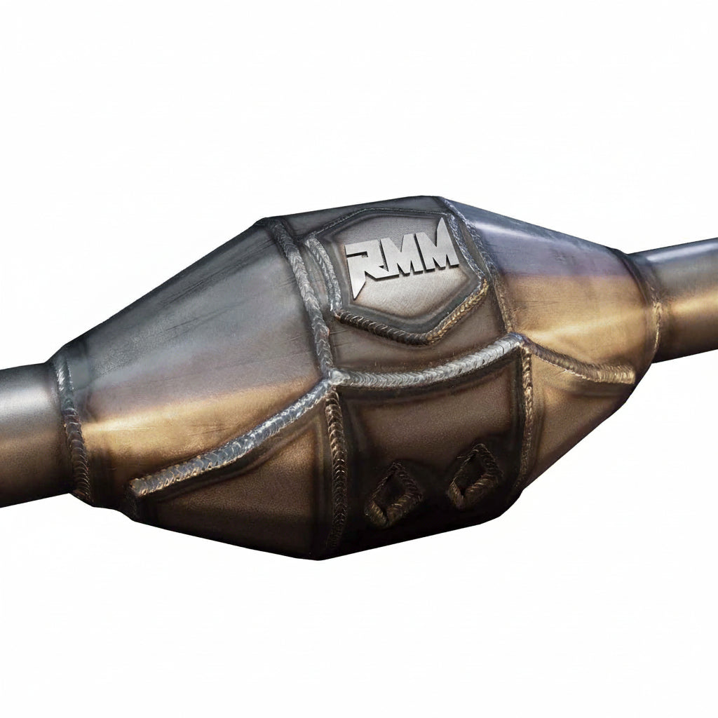 Toyota 8-inch axle housing for off-road vehicles, manufactured by Riley Mountain Motorsports, showing the metal axle structure.