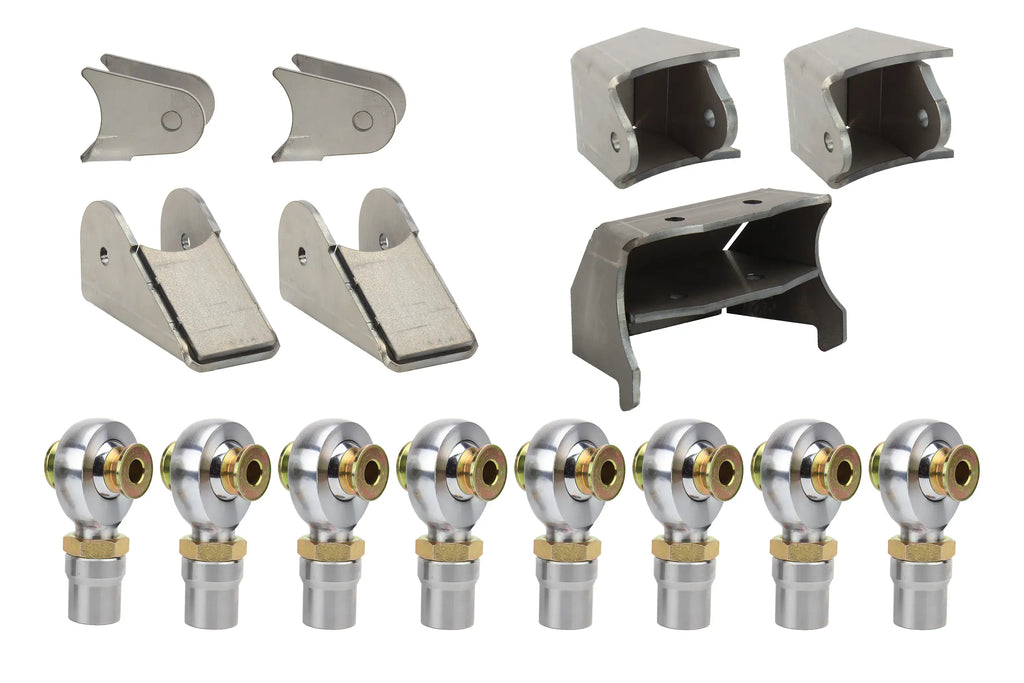 Riley Mountain Motorsports 4 Link Kit Uppers Triangulated for off-road vehicle suspension, shown on a black background.