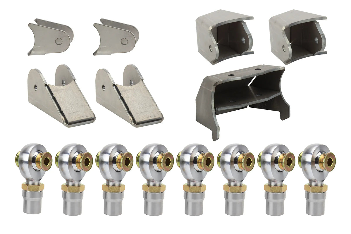 Riley Mountain Motorsports 4 Link Kit Uppers Triangulated for off-road vehicle suspension, shown on a black background.