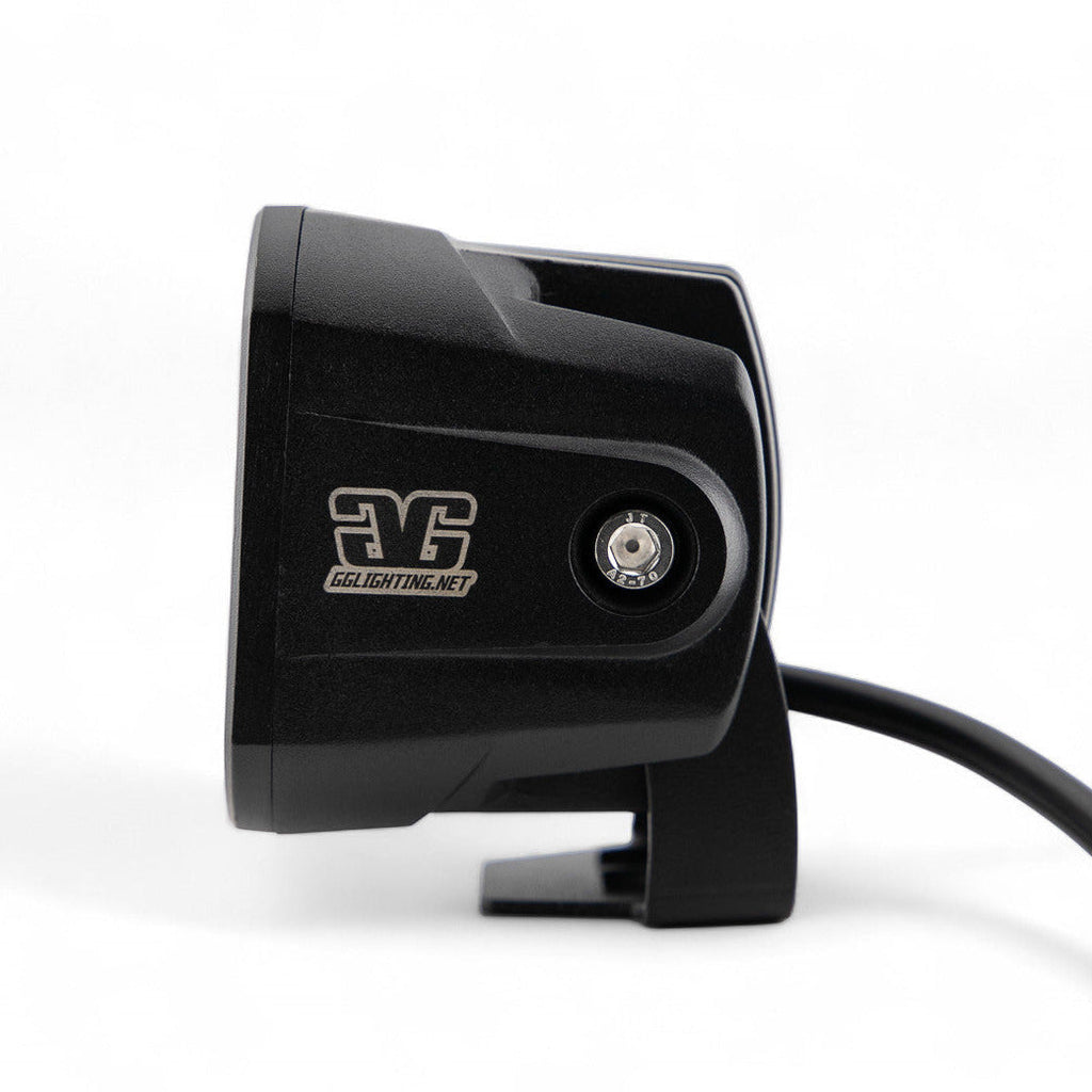 GGLighting RP20 LED Pod with clear lens, compact racing LED pod light for automotive or off-road use.