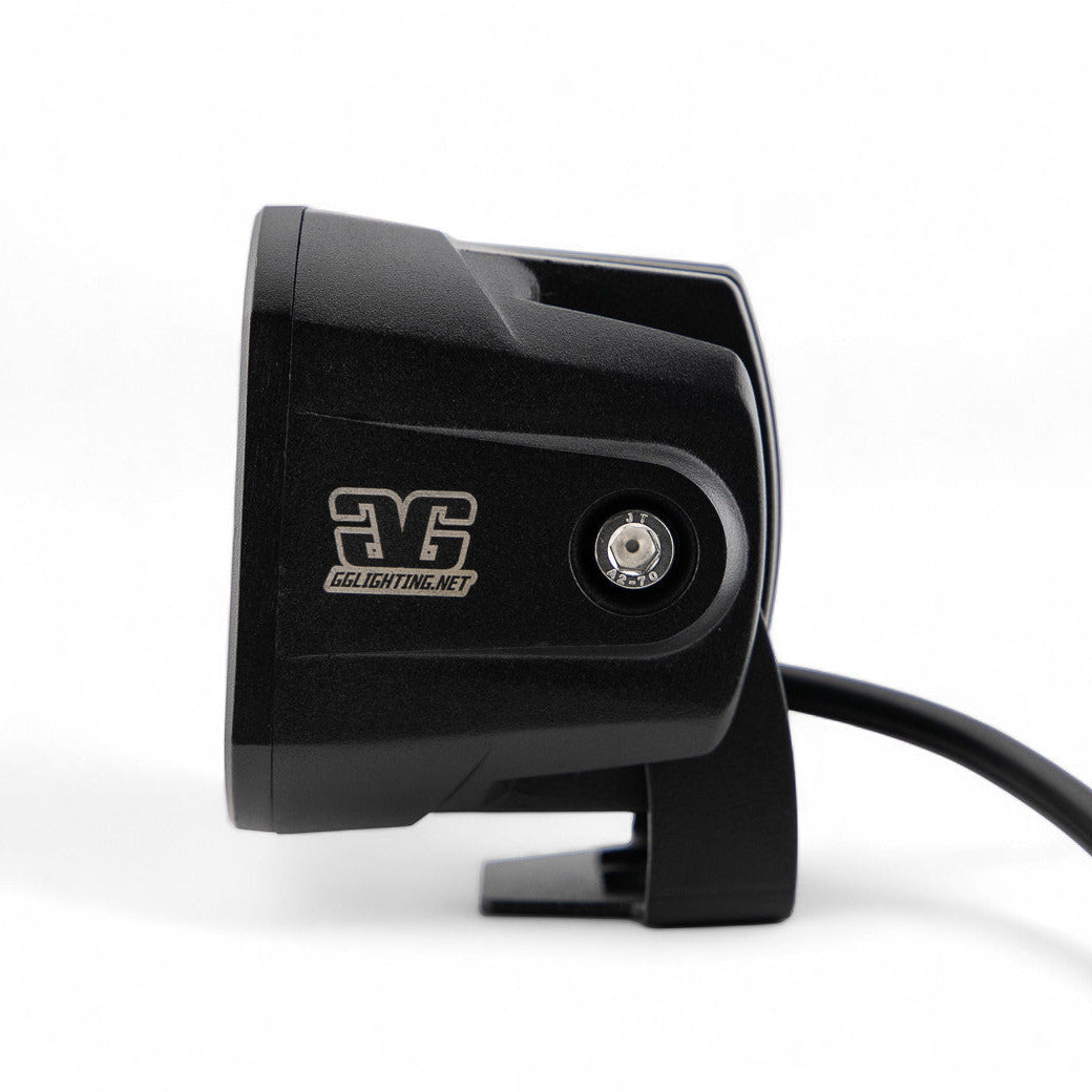 GGLighting RP20 LED Pod with clear lens, compact racing LED pod light for automotive or off-road use.