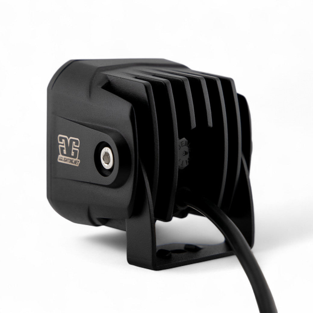 GGLighting RP20 LED Pod with clear lens, close-up view showing bright, durable automotive LED light for off-road and rally use.