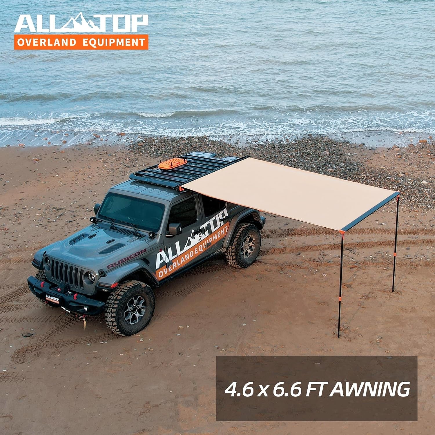 Vehicle Awning 4.6'X8.2' Roof Rack Pull-Out Sun Shade UV50+, Weatherproof 4X4 Side Awning for Camping & Overland (Hardware Included)