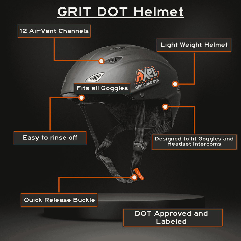 AXEL OFF ROAD GRIT D.O.T. helmet in black matte with small size, designed for off-road motorcycle riding and safety.