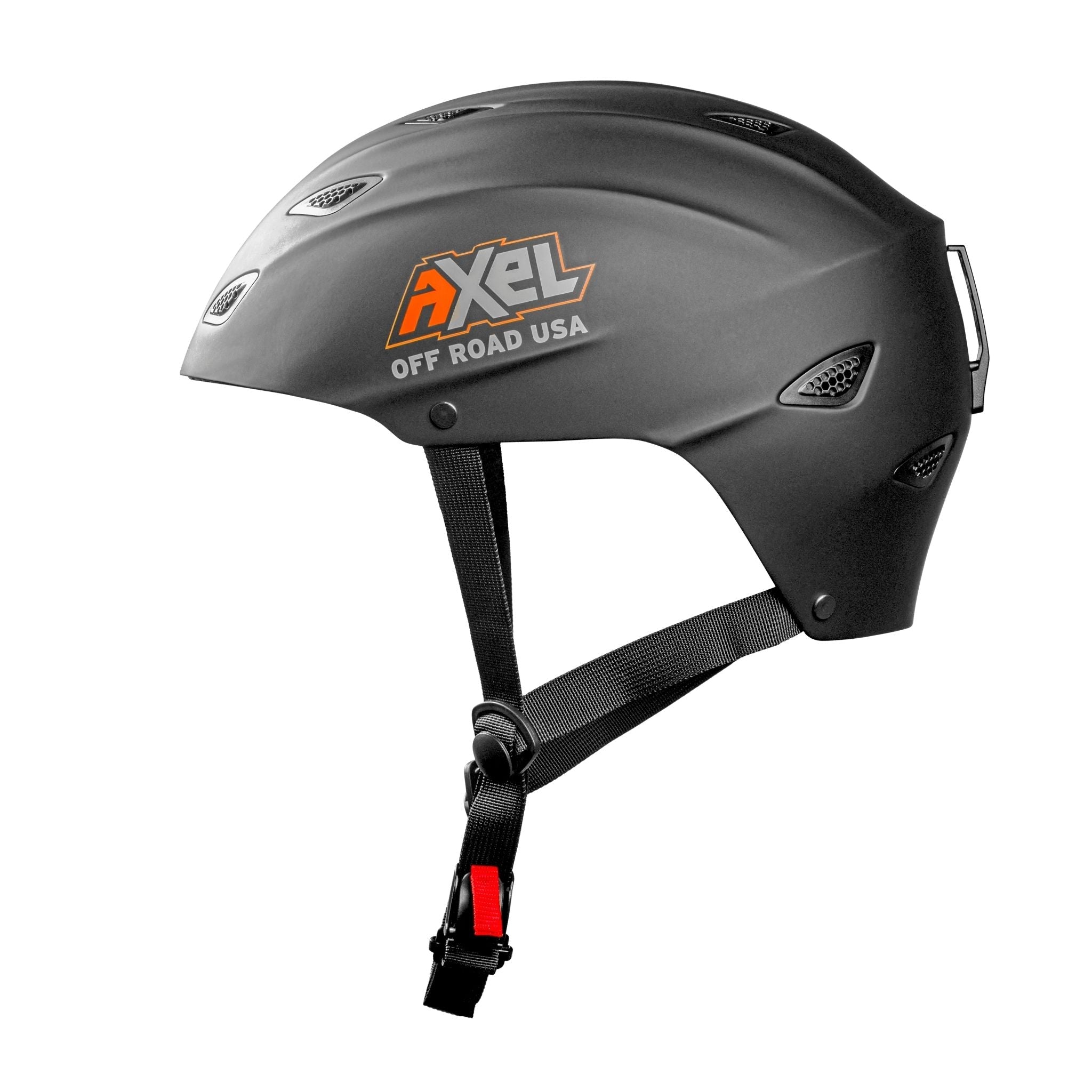 AXEL OFF ROAD GRIT D.O.T. helmet in matte black with a sleek, aerodynamic design for motocross and off-road riding.