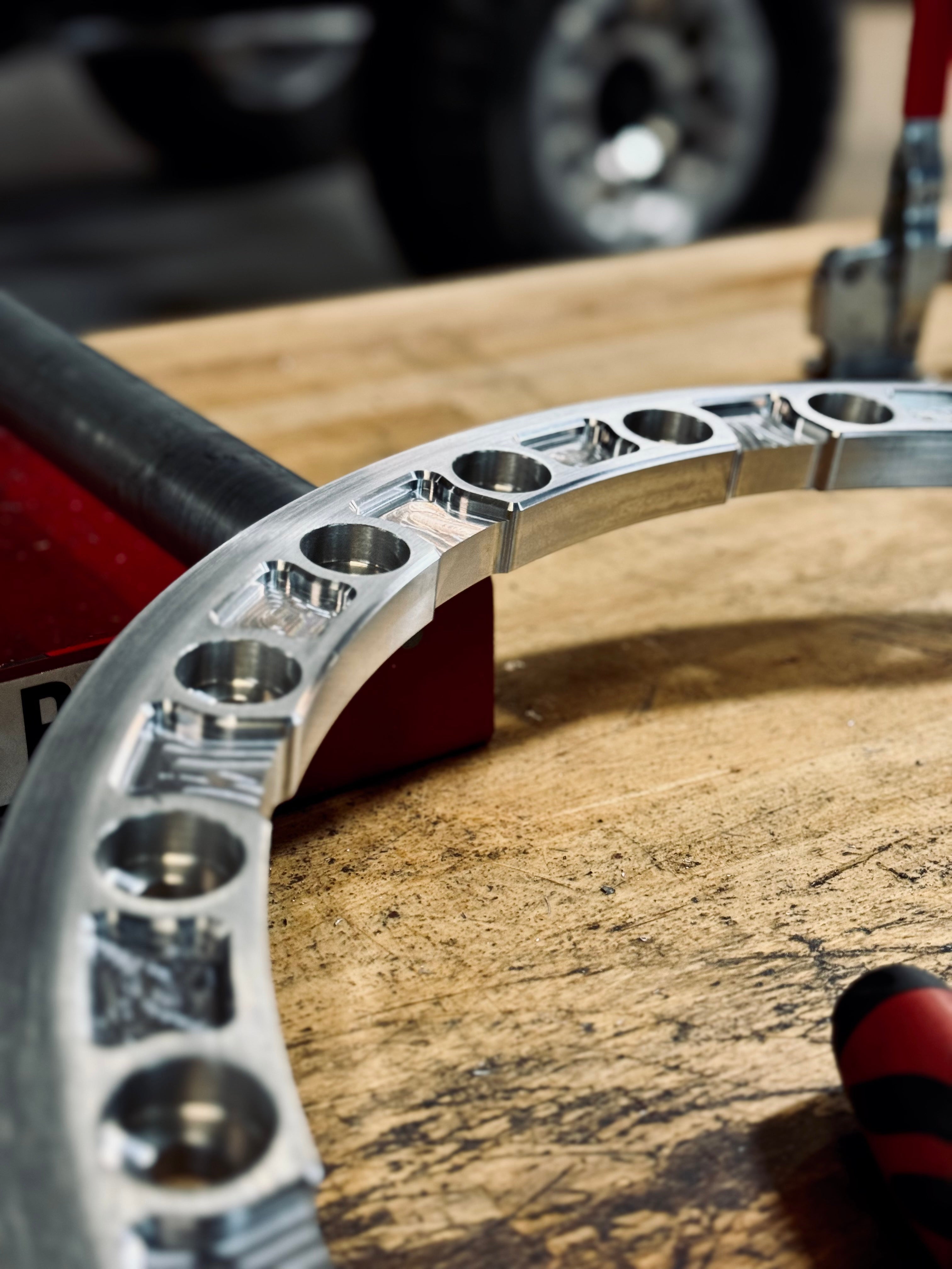 Solid machined aluminum beadlock ring from Battle Born Wheels for beadlock accessories on off-road wheels.