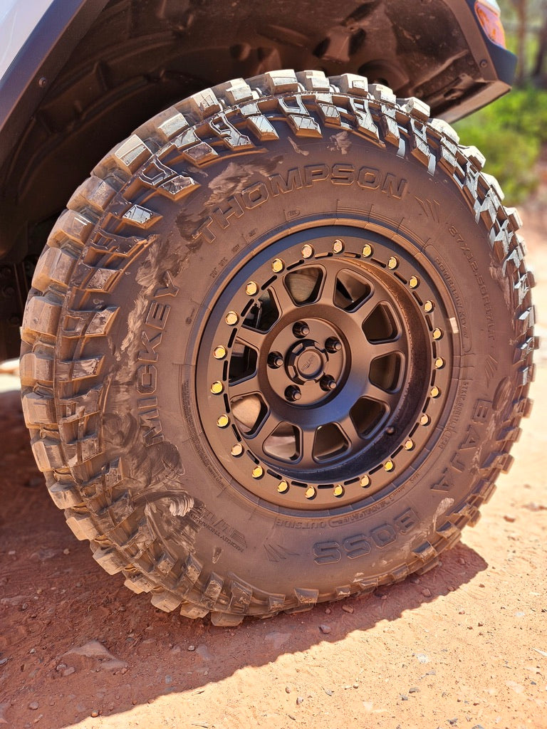 Battle Born Wheels 5-lug and 6-lug billet beadlock center cap, 84mm outer diameter, machined finish for Jeep wheels.