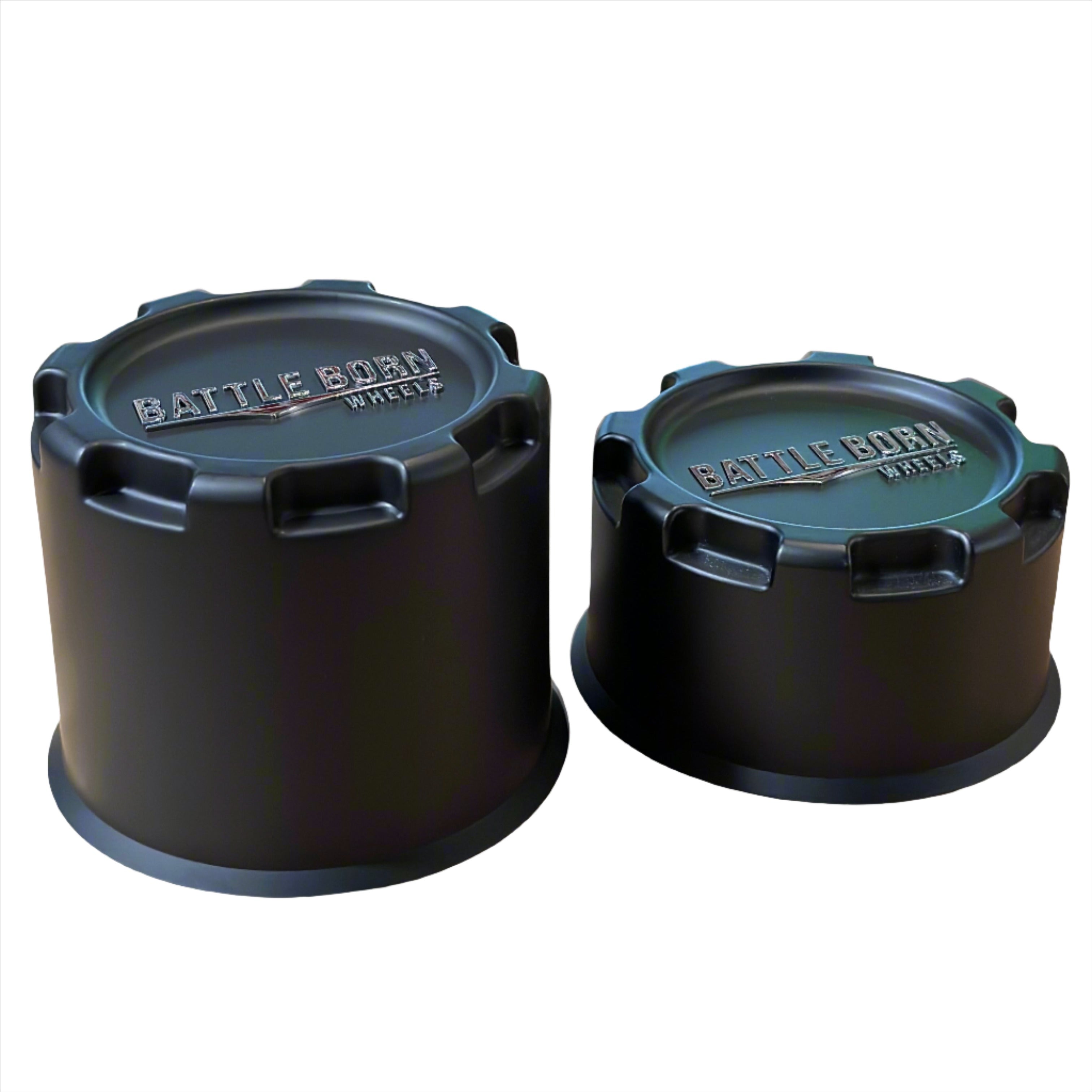 Battle Born Wheels 8 lug plastic center cap for beadlock accessories, 3.80 inches deep, 8-hole design, durable plastic construction.