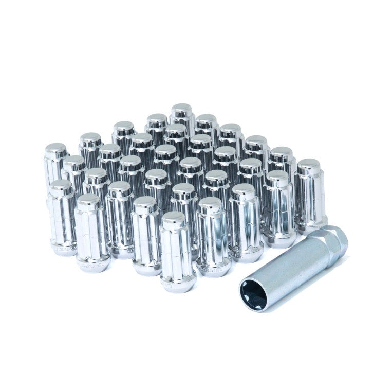 Chrome Battle Born Wheels lug nut installation kit with 5/6 lug, 1/2 inch UNF spline for secure wheel attachment