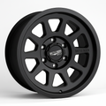 Black Battle Born Wheels Sierra HoldFAST wheels in blackout finish, 17x8 size with 5x5 bolt pattern and 4.75-inch offset.