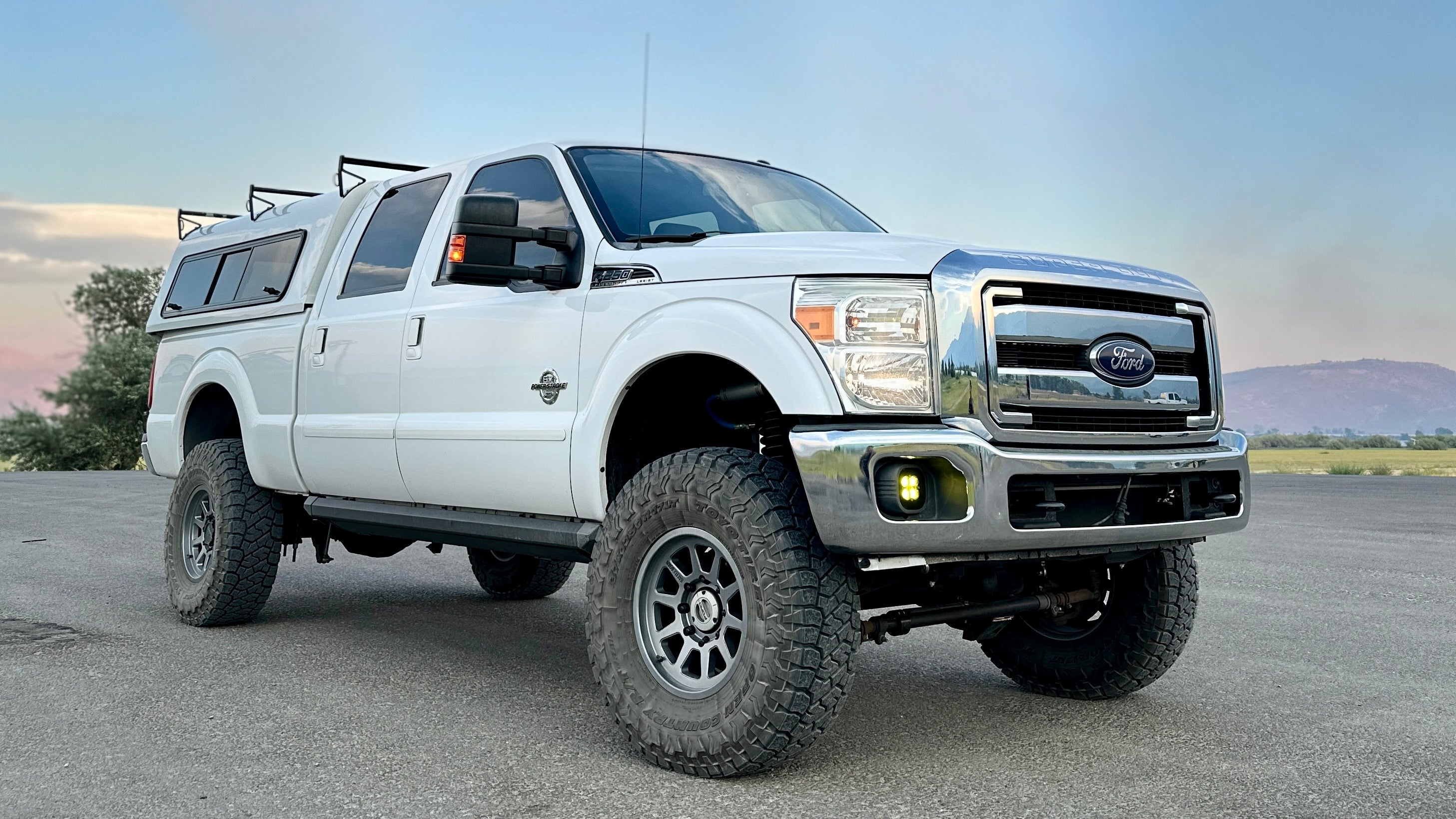 Gray Battle Born Wheels Sierra HoldFast 17x8 inch wheels with 5x5.0mm bolt pattern and 4.75-inch offset.