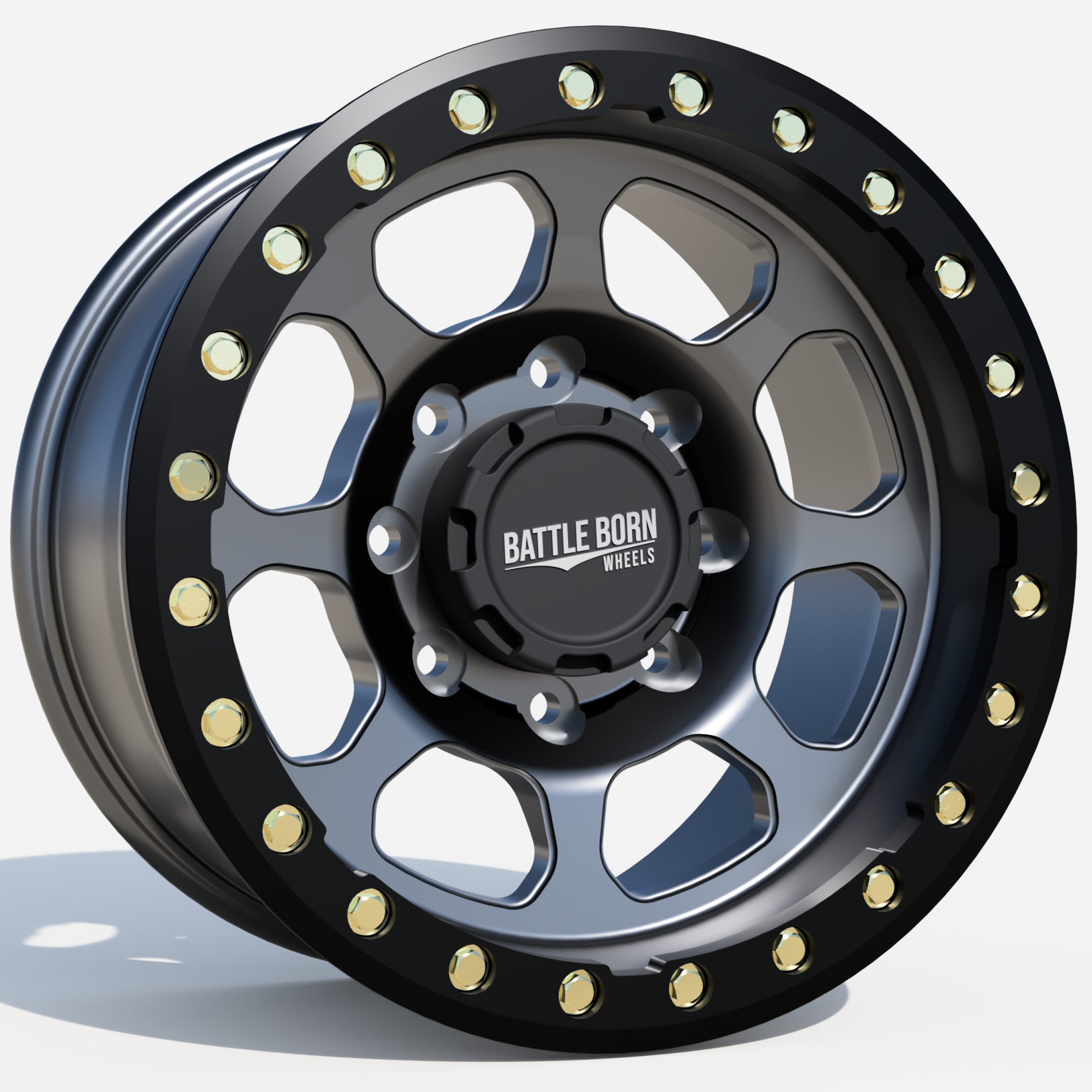 Battle Born Wheels 17x8 Delta Forged Beadlock Wheels with 5/6-lug pattern and machined beadlock ring for Jeep JK, JL, JT models.