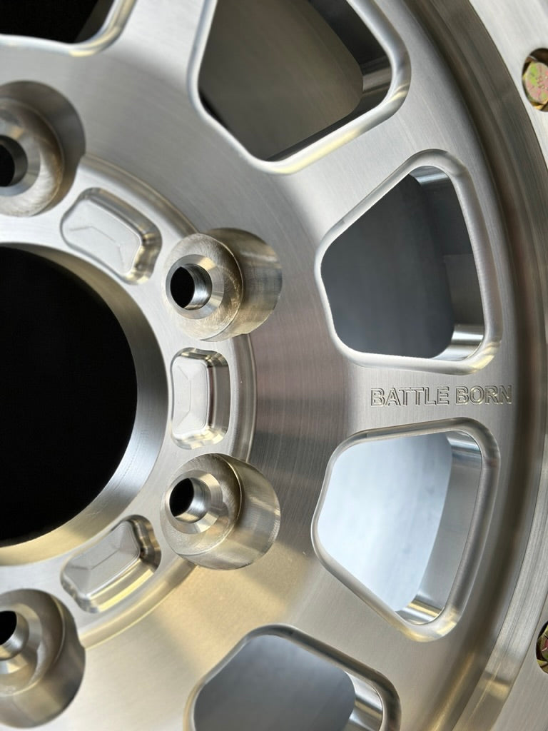 Battle Born Wheels Sierra forged race wheels, 17x8 inch, 5x6.5 bolt pattern, race fitment, designed for high-performance vehicles.
