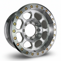 Battle Born Wheels Delta Forged Beadlock 8-Lug 17x8 inch off-road wheel with machined beadlock ring and minimalist design.