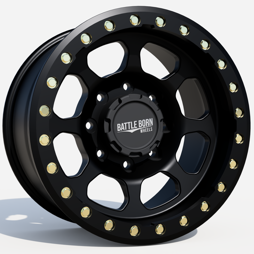 Battle Born Wheels Delta Forged Beadlock 8-Lug Off-Road Wheel with Machined Finish and 17x8 size