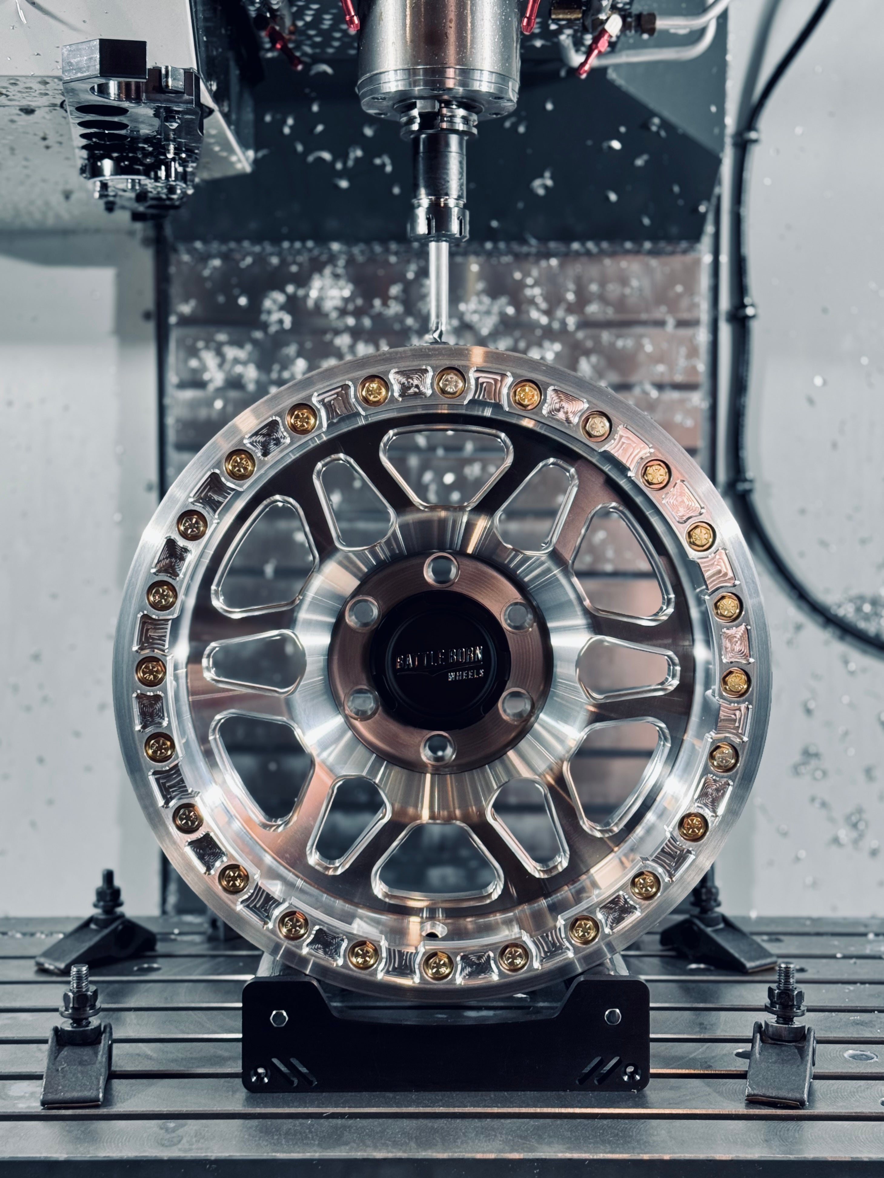 Battle Born Wheels KILO forged 17x9 Jeep wheel with simulated ring, drain holes, and 5x5 bolt pattern, designed for off-road vehicles.
