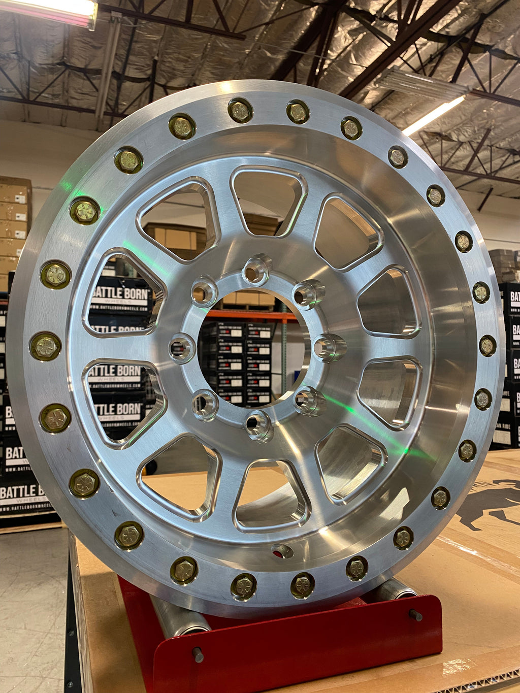 Battle Born Wheels Sierra forged simulated 17x9 Jeep wheels with machined finish, 5x5 bolt pattern, drain holes, and ring details.