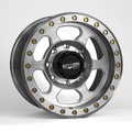 Battle Born Wheels X-RAY forged 17x9 Jeep wheel with simulated drain holes and machined finish, designed for off-road vehicles.