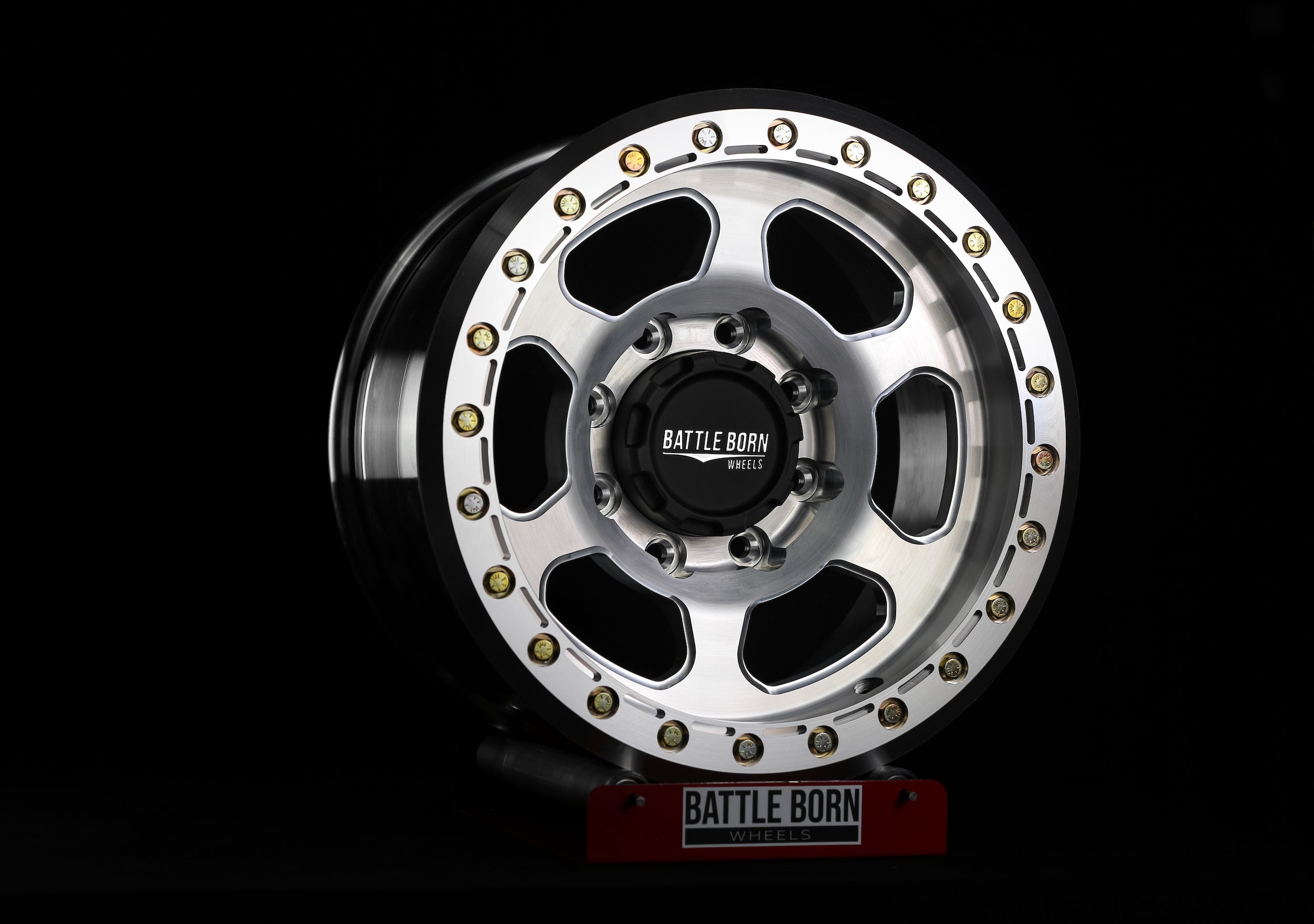Battle Born Wheels X-RAY forged 17x9 Jeep wheels with simulated ring, drain holes, and 5x5 bolt pattern for Jeep JK, JL, JT.