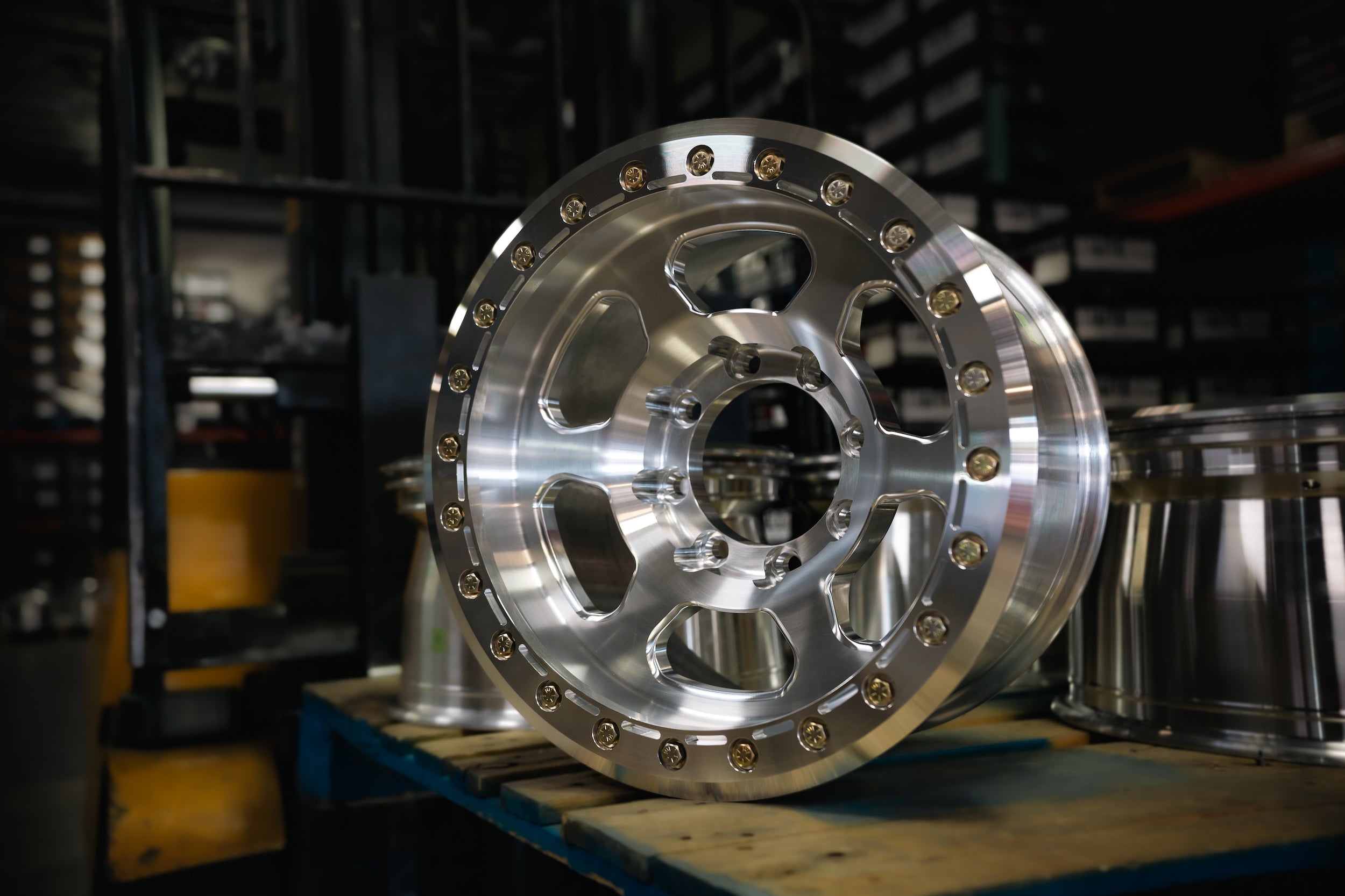 Battle Born Wheels X-RAY forged simulated wheels for Jeep JK, JL, JT, 17x9 with machined finish and simulated drain holes.