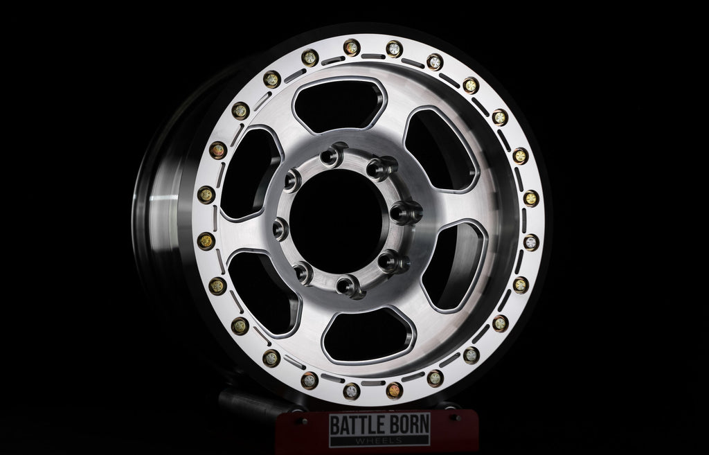 Battle Born Wheels X-RAY forged 17x9 Jeep wheels with simulated ring and drain holes, designed for Jeep JK, JL, JT models.