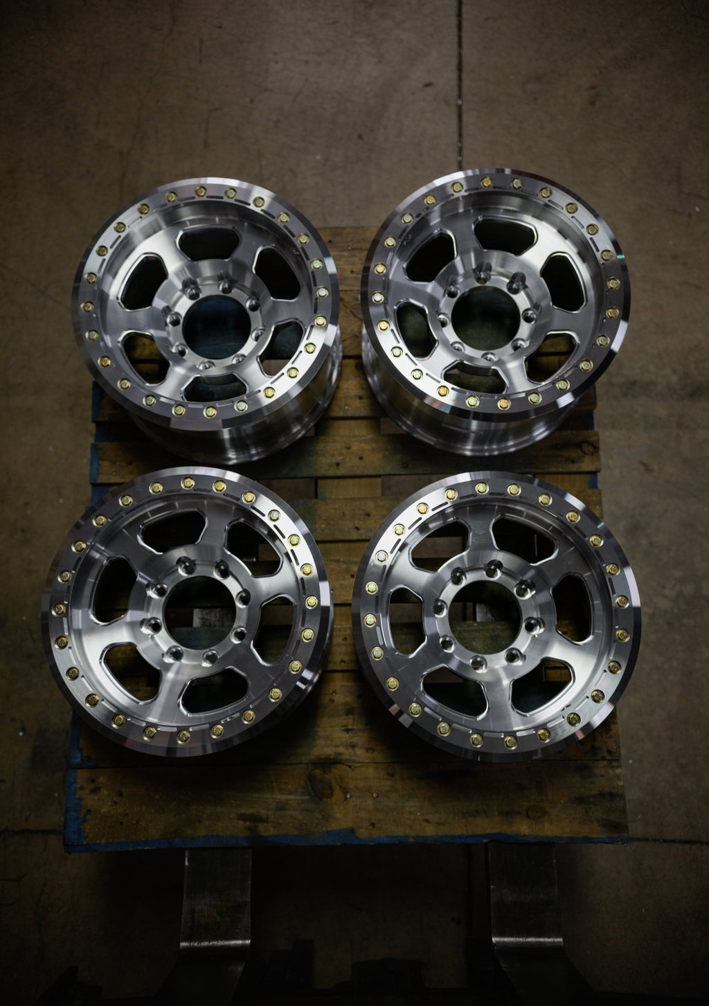 Battle Born X-RAY forged simulated wheel for Jeep, 17x9, 5x5 bolt pattern, machined finish with drain holes and ring details