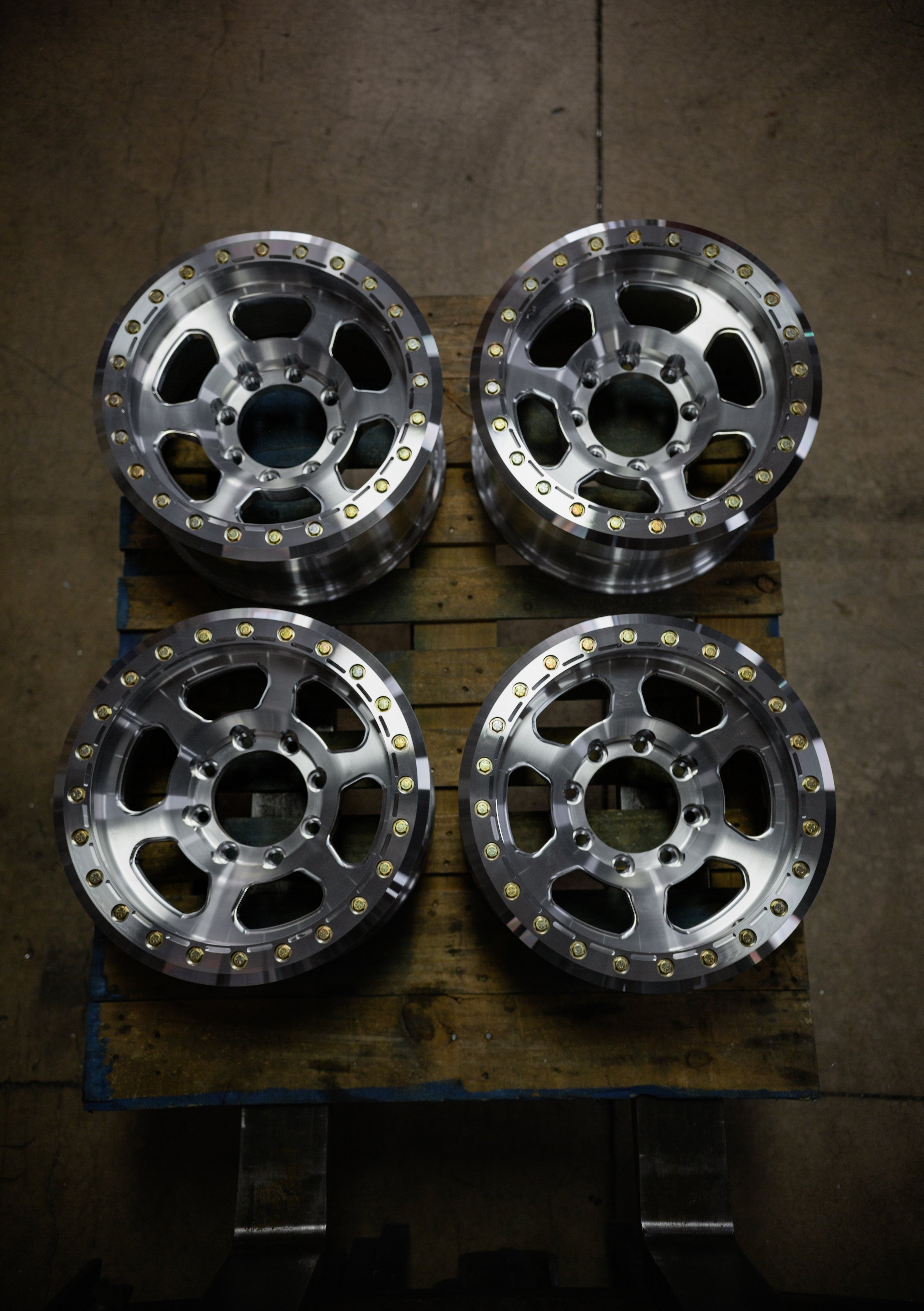 Battle Born X-RAY forged simulated wheel for Jeep, 17x9, 5x5 bolt pattern, machined finish with drain holes and ring details