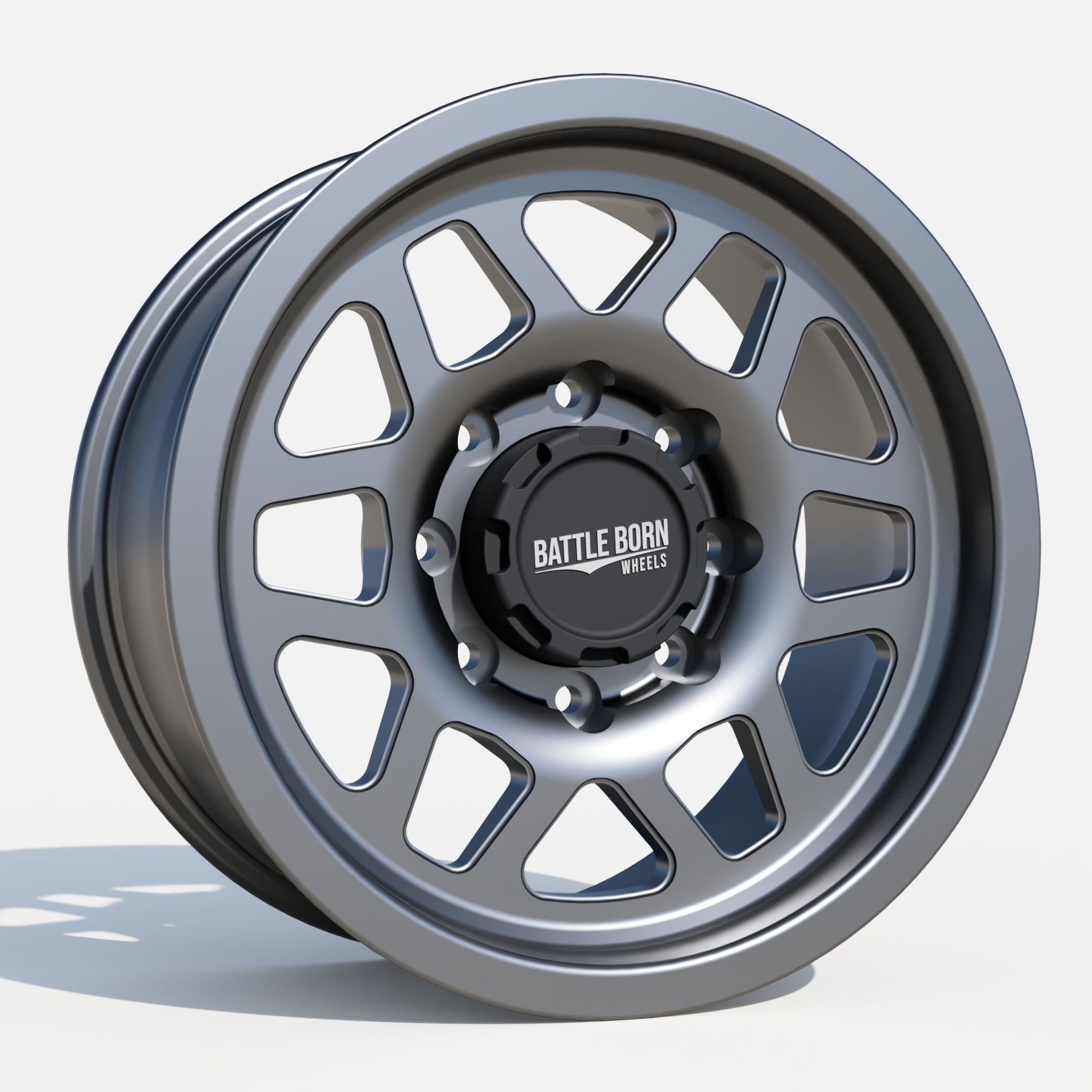 Battle Born Wheels KILO Forged HoldFAST 18x9 inch alloy wheels with machined finish and 8x6.5 bolt pattern, 13mm offset, 4.50 backspacing