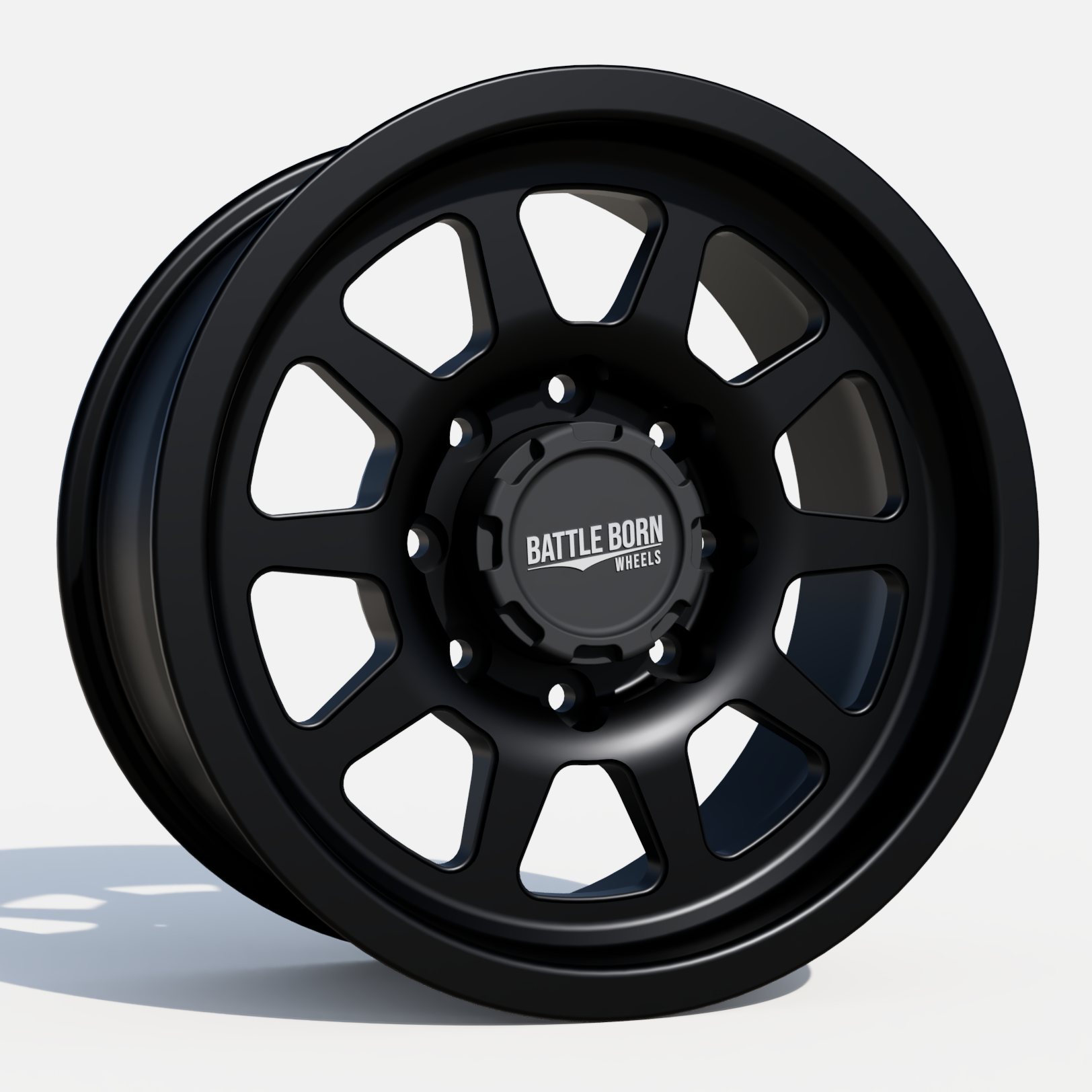 Battle Born Wheels Sierra Forged HoldFAST 18x9 wheel with 8x6.5 bolt pattern and 13mm offset, machined finish.
