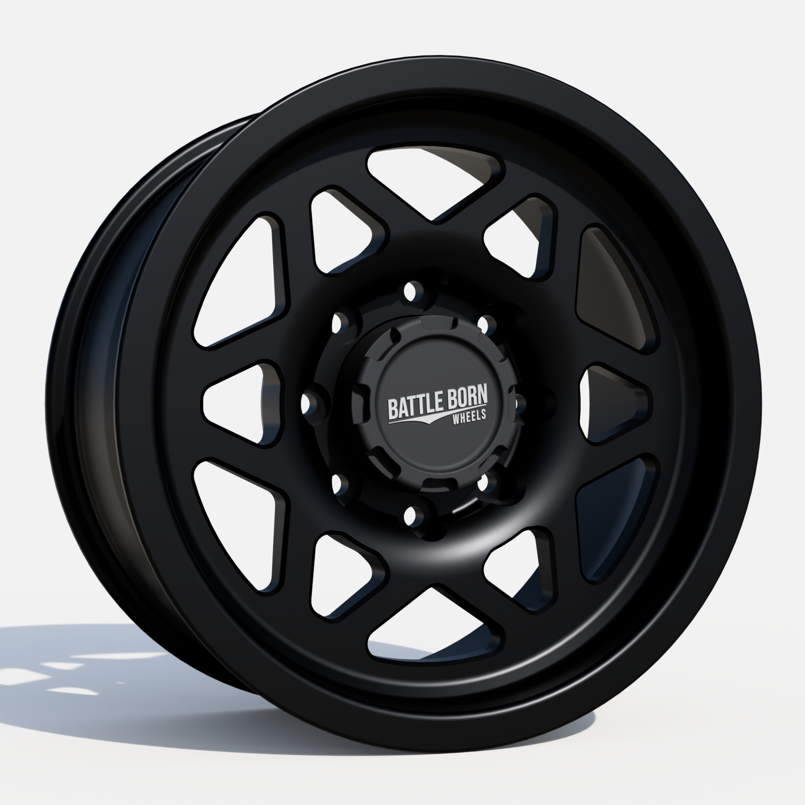 Battle Born Wheels TANGO Forged HoldFast 18x9 inch wheels with 8x6.5 bolt pattern and 13mm offset, machined finish.