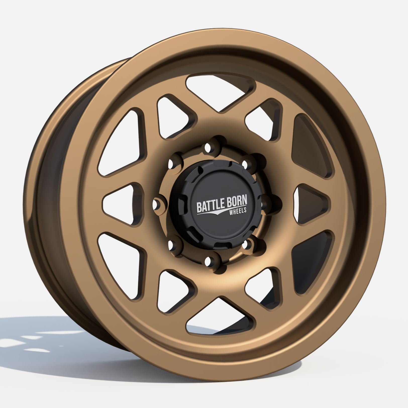 Battle Born Wheels TANGO Forged HoldFAST 18x9 inch wheels with 8x6.5 bolt pattern and 13mm offset, machined finish.