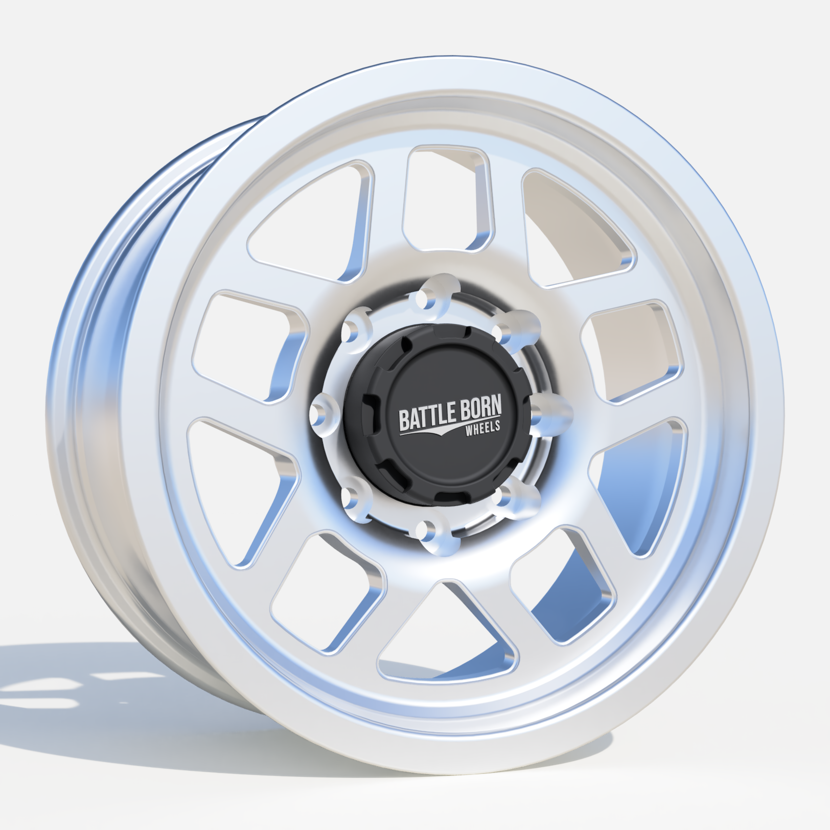 Battle Born Wheels Forged Whiskey 18x9 wheels with 8x6.5 bolt pattern and 13mm offset, machined finish for off-road vehicles.