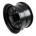 Vinyasa Automotive Black Rock Series 942 Type D matte black wheels with modern multi-spoke design and polished accents.