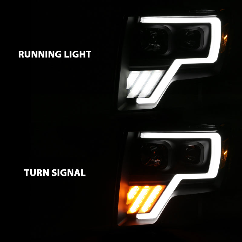 ANZO 2009-2013 Ford F-150 Projector Light Bar G4 Switchback H.L.Black Amber 111469