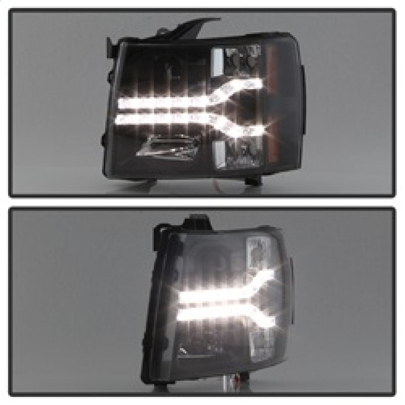 Spyder Chevy Silverado 1500 07-13 V2 Projector Headlights - LED DRL - Black PRO-YD-CS07V2-DRL-BK 5083524