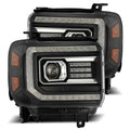 AlphaRex 14-18 GMC Sierra LUXX LED Proj Headlights Plank Style Black w/Activ Light/Seq Signal/DRL 880615 *Discontinued