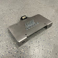 Heavy-duty steel bottom top mount license plate holder for trailers, flatbeds, RVs, and semi-trucks with LED light by Elevate Metalcraft.