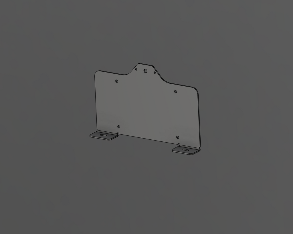 Heavy-duty steel bottom top mount license plate holder for trailers, flatbeds, RVs, and semi-trucks with bolt-on design and LED light.
