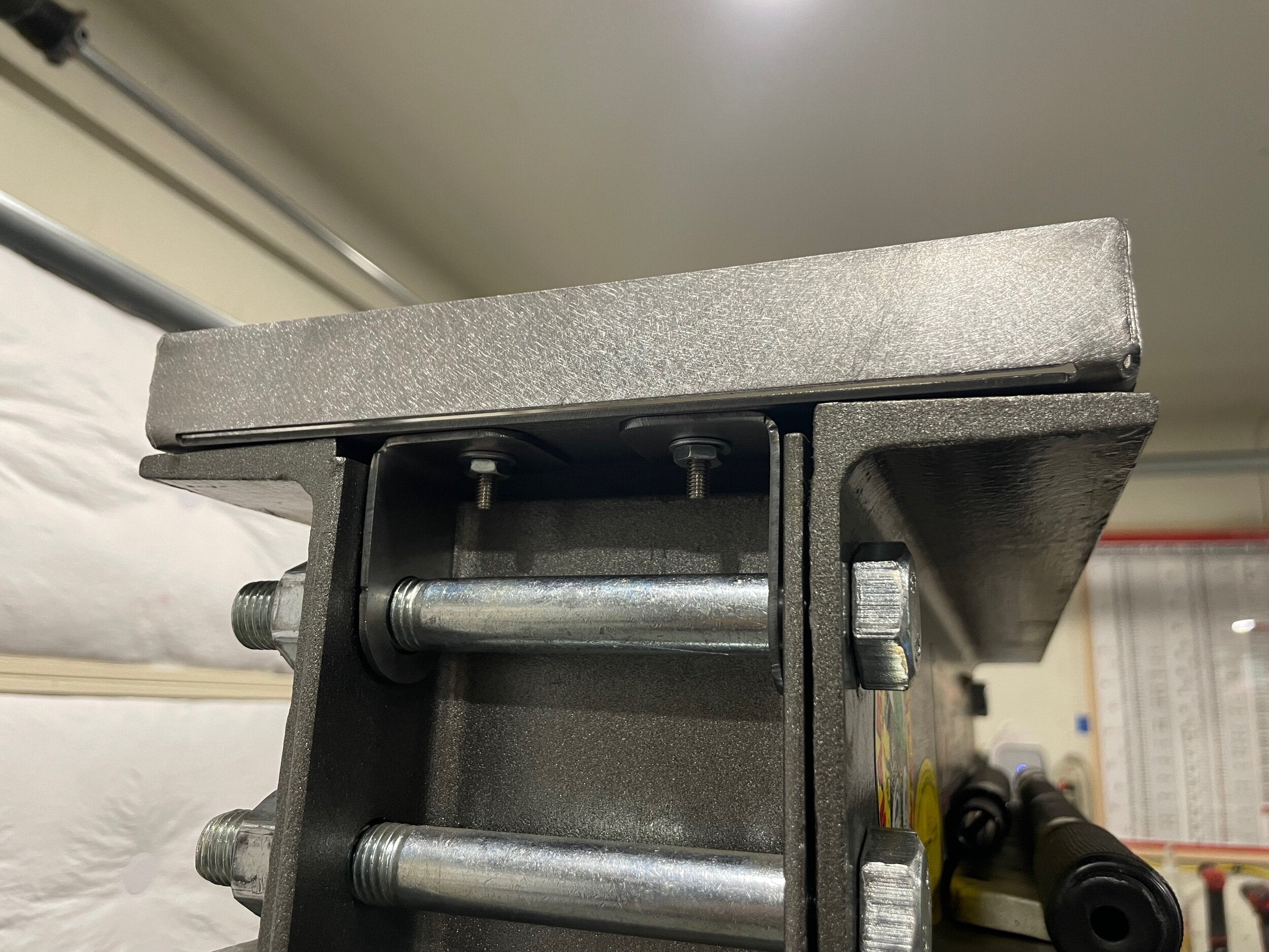 Elevate Metalcraft 20T Harbor Freight press upper tool tray bolt-on for sturdy workshop storage and organization.