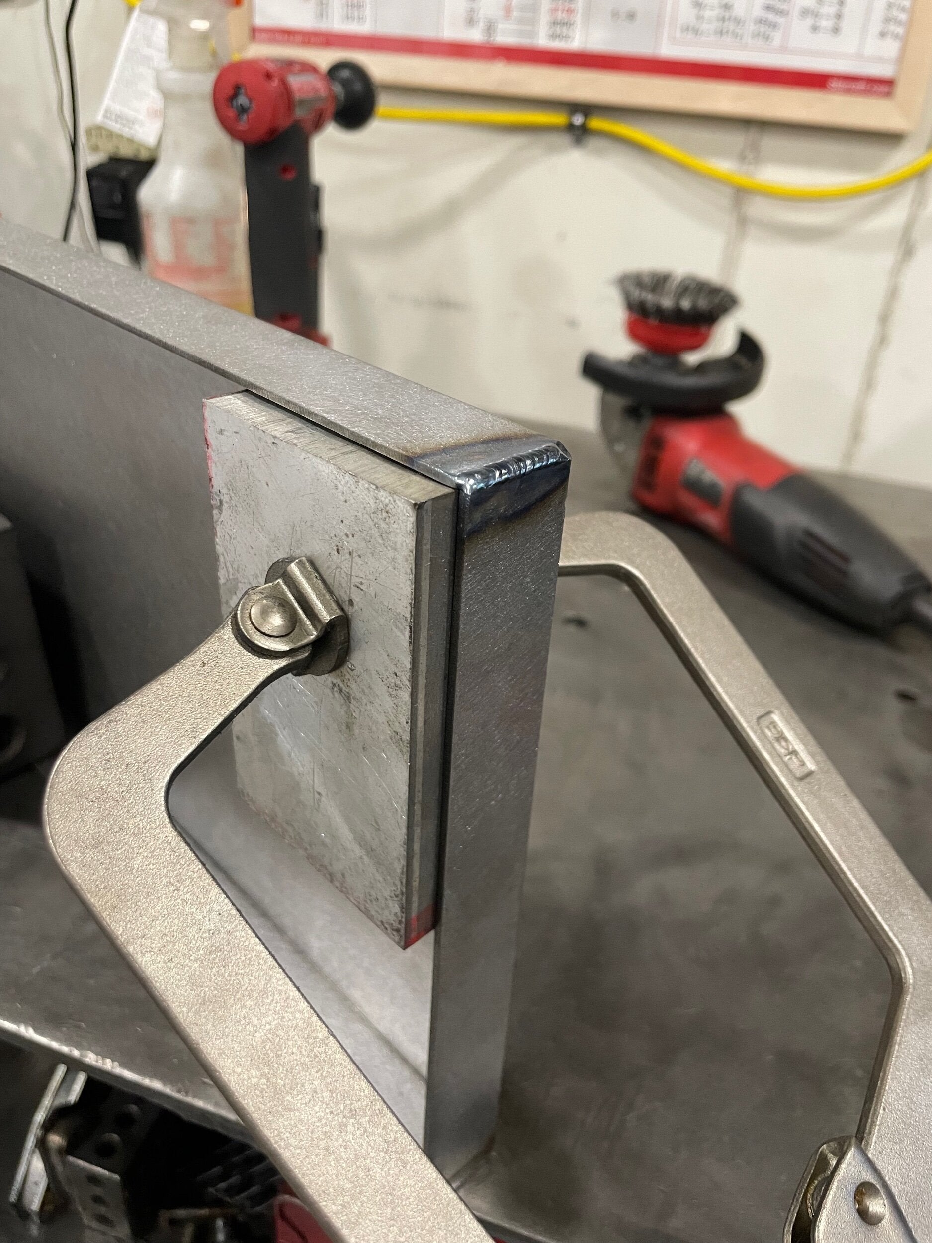 Elevate Metalcraft bolt-on upper tool tray for Harbor Freight 20T press, mounted on the press for tool organization.