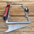 Elevate Metalcraft license plate relocation frame with 3rd brake light weld-on for 1.5 and 1.75-inch tubing, metal construction.