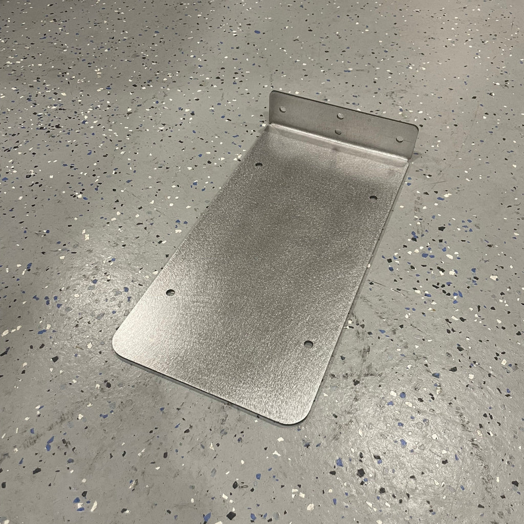 Heavy-duty steel side mount license plate holder for trailers, flatbeds, and RVs by Elevate Metalcraft, durable and easy to install.
