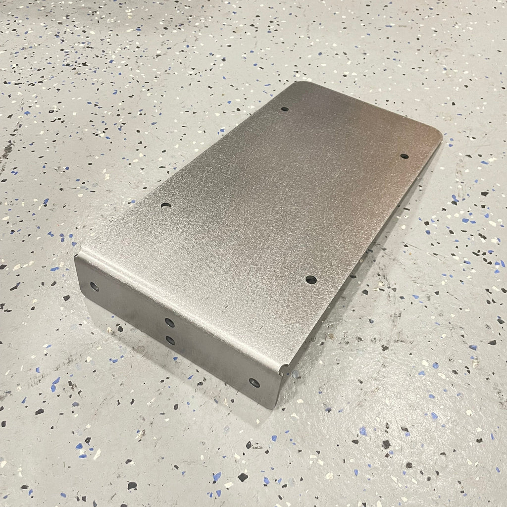 Heavy-duty steel side mount license plate holder for trailers, flatbeds, and RVs by Elevate Metalcraft.