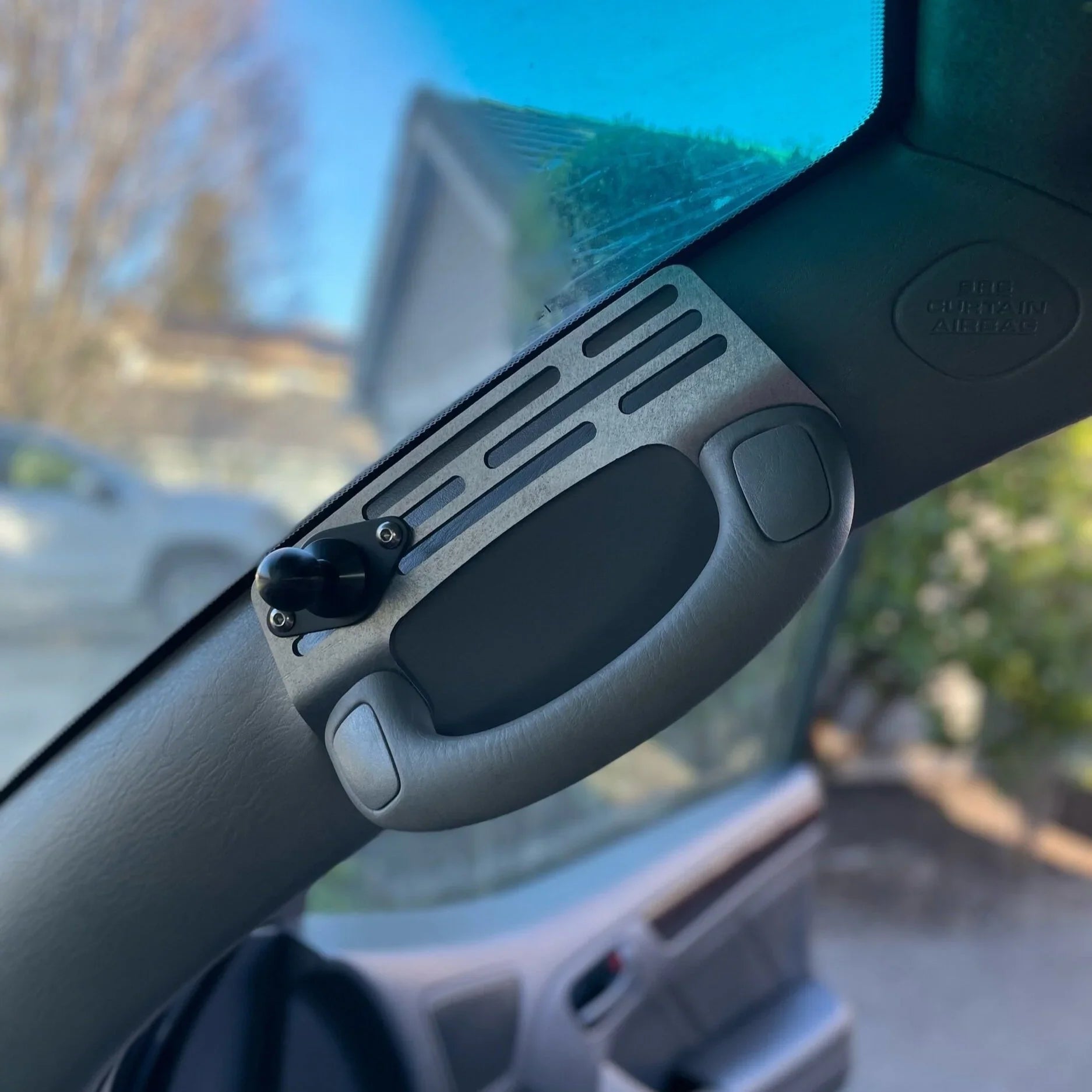 Black Elevate Metalcraft A-Pillar Grab Handle Accessory Mount for Lexus GX470, fits phones, ham radios, switches, and winch controllers.